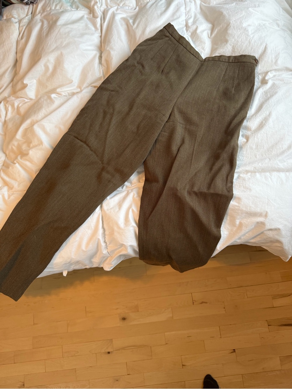 100% Wool Talbots Olive-Brown Dress Pants - Straight Tailored Cut